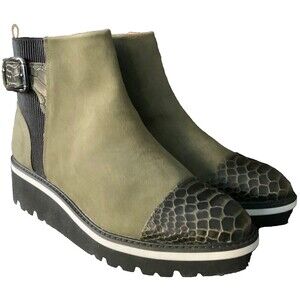 DONALD PLINER Women's Tinsley Olive Wedge Ankle Boots 9.5 New